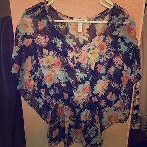 Floral sheer blouse
