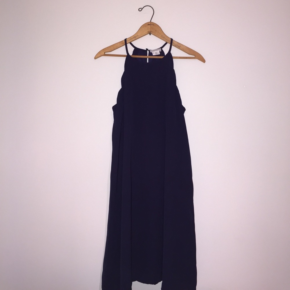 Navy Blue High-neck Shift Dress
