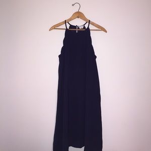 Navy Blue High-neck Shift Dress