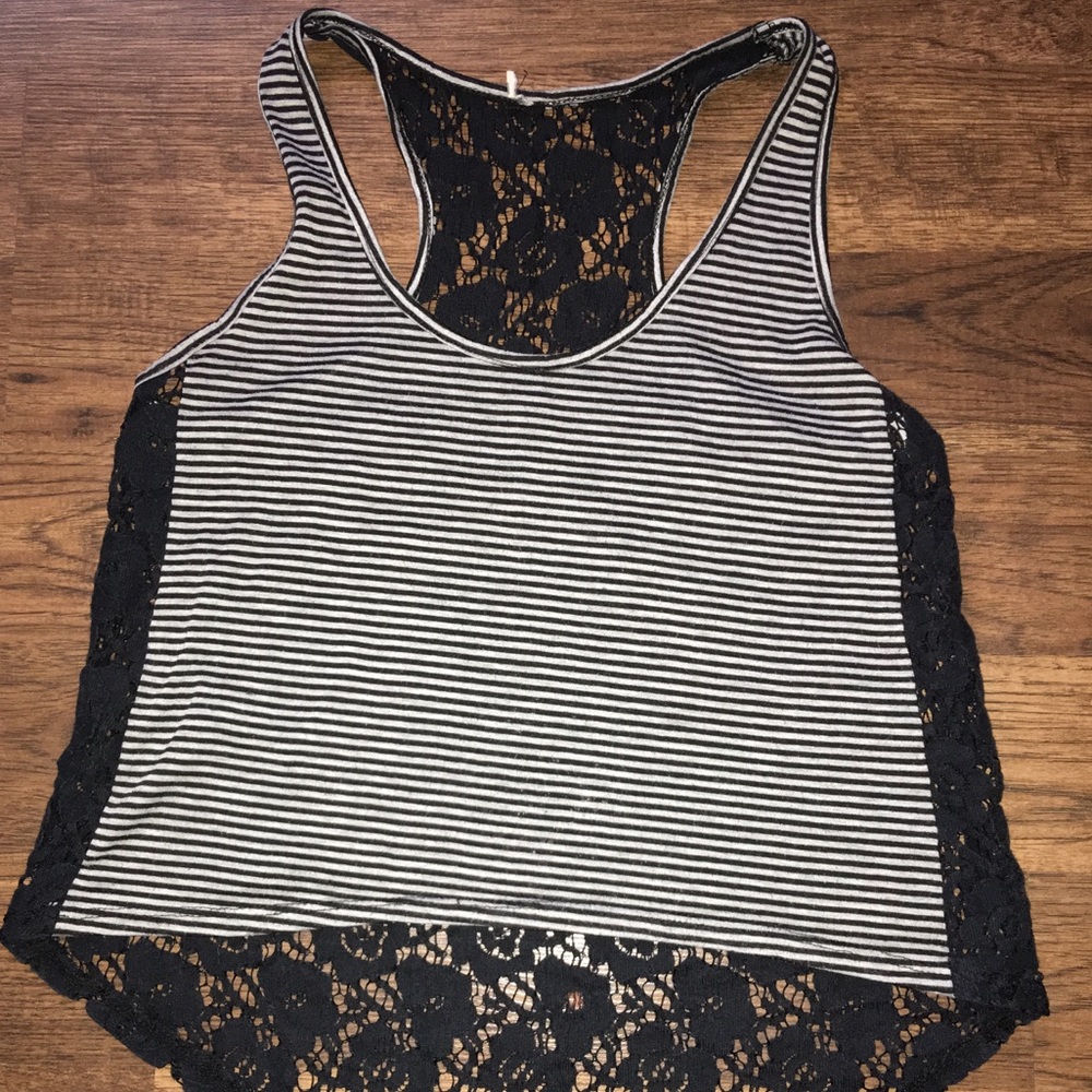 High low lace floral tank top