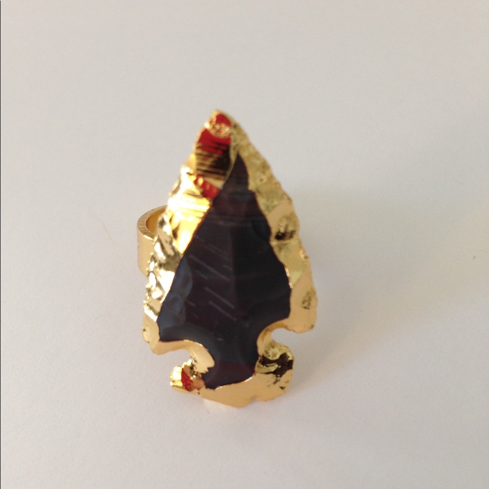 Black Quartz Arrowhead Ring