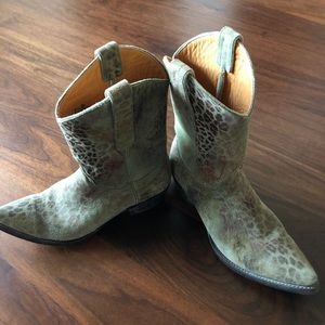 Leather Leopard Print Cowboy Boots