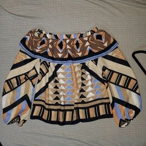 Aztec print off-the-shoulder flowy top