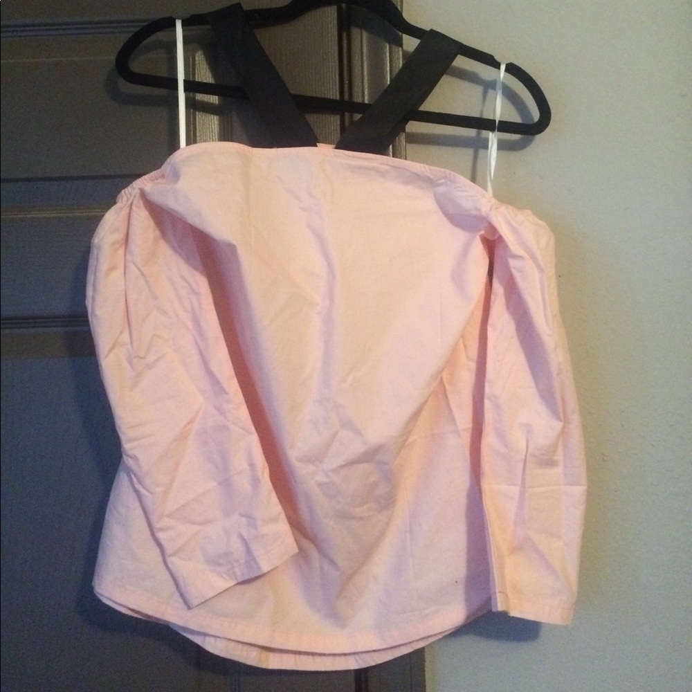Light Pink Cold Shoulder Top with Crossed Straps