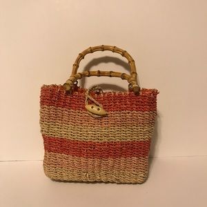 Orange straw bag