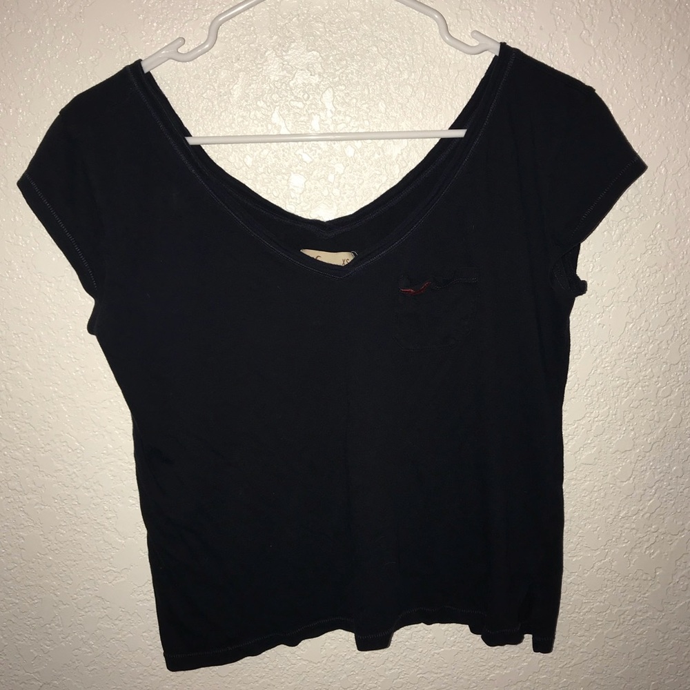 Navy blue v-neck crop top