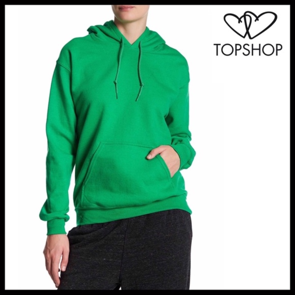 TOPSHOP HOODIE GREEN PULLOVER SWEATSHIRT A3C - Picture 2 of 7
