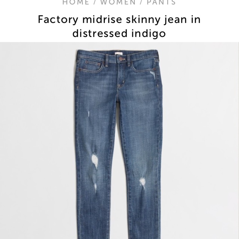JCREW (factory) distressed skinny jeans, 28