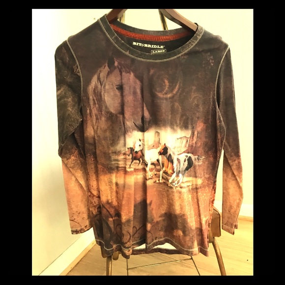 Vintage 90s Bit & Briddle Long Sleeve Shirt - Picture 1 of 2