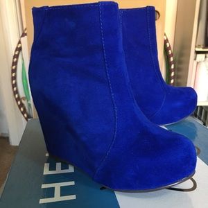 Jeffery Campbell electric blue wedges