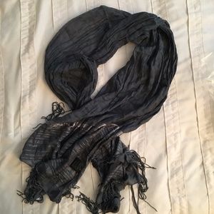 NWOT Charcoal Gray Scarf with Silver Stripes