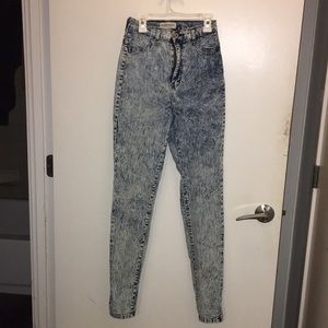 High Waisted Acid Wash Jeans