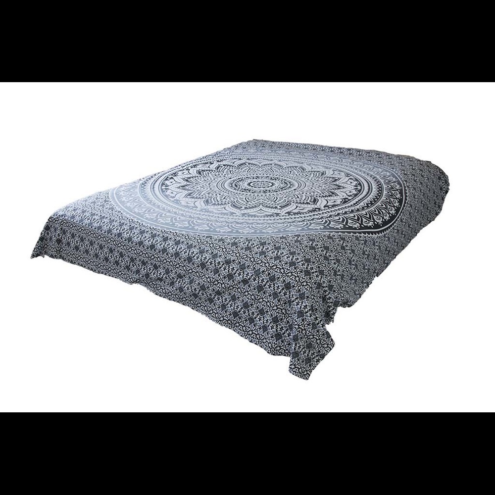Queen Hippie Grey Ombre Mandala Tapestry Bohemian