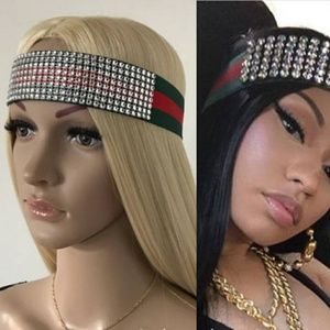 Red green bling celebs head band