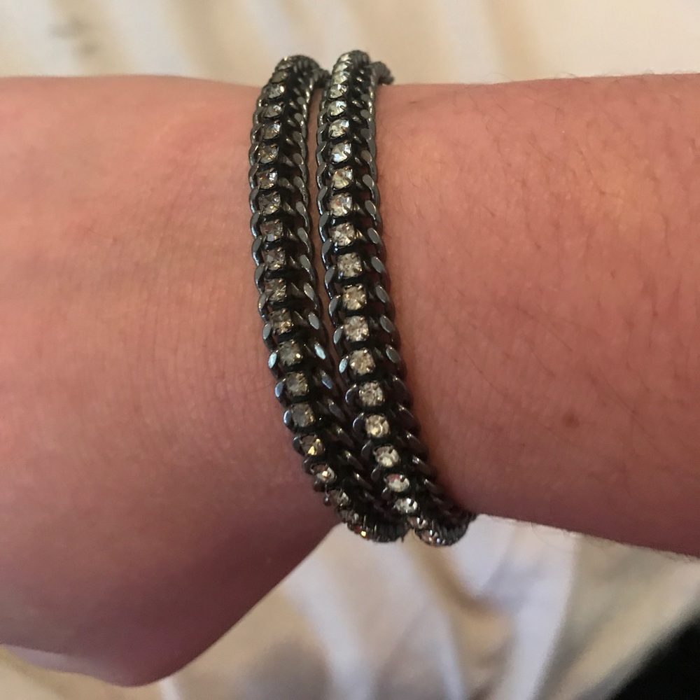 Black and diamond wrap around bracelet
