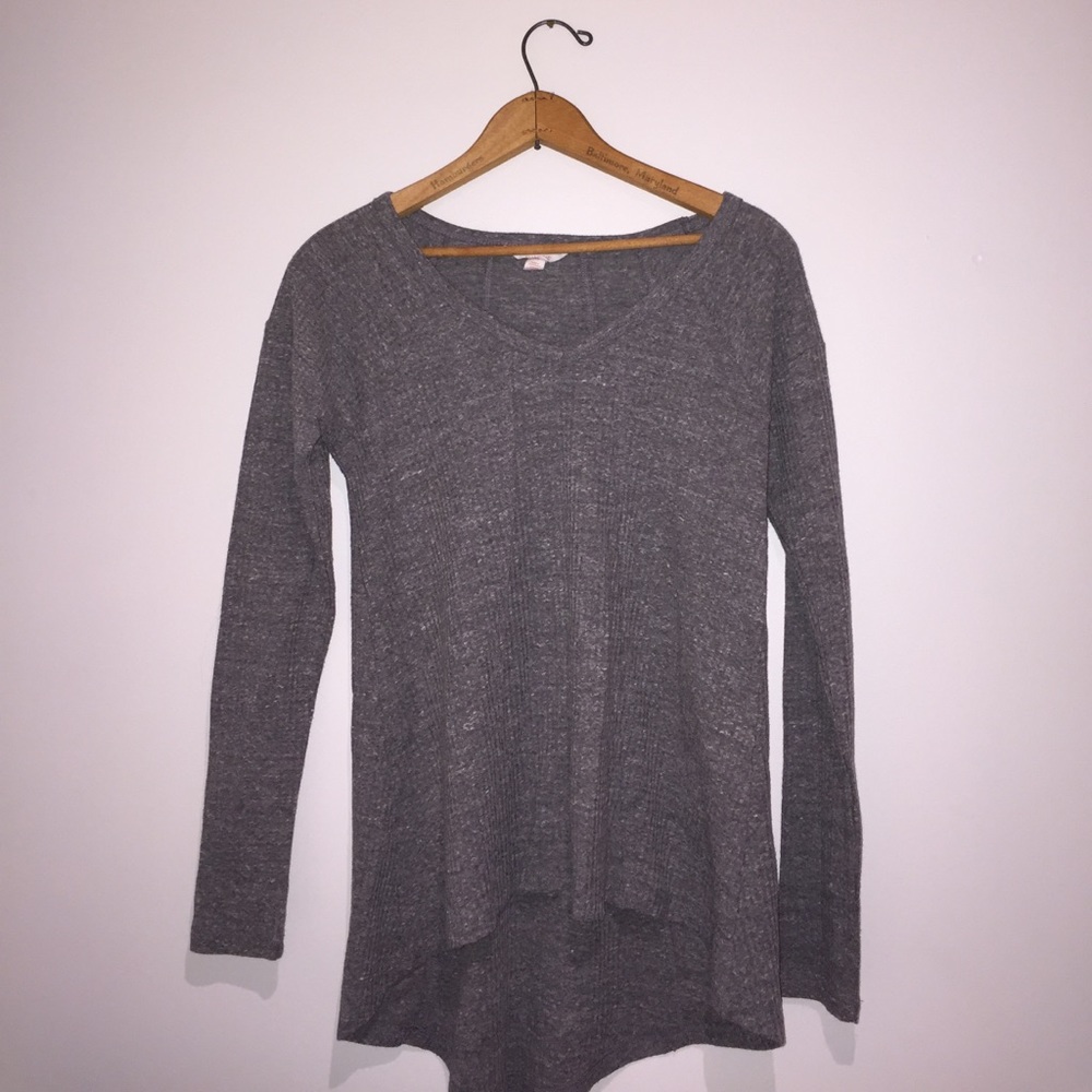Grey High-low Waffle top