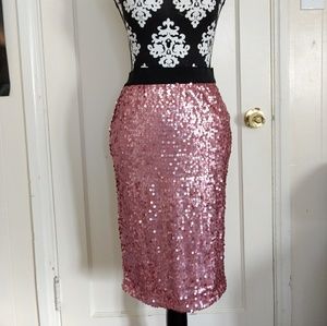 Downeast pink sequin pencil skirt