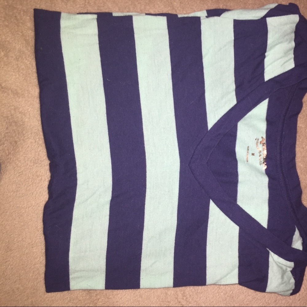 Navy blue and teal short sleeve shirt