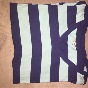 Navy blue and teal short sleeve shirt