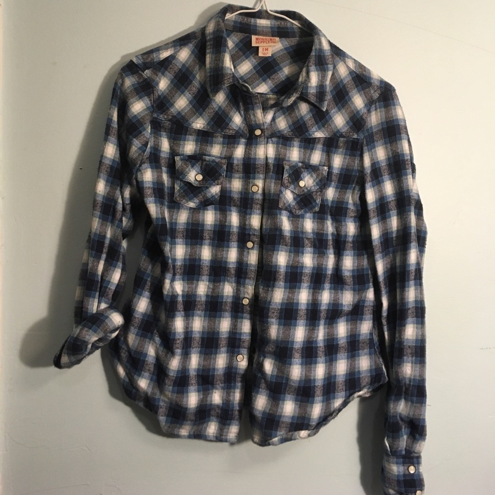 Blue plaid flannel shirt