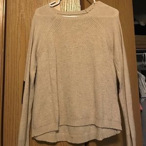 J-Crew tan sweater with elbow accents