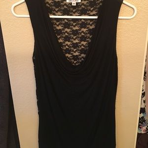 Black, lace back, long blouse