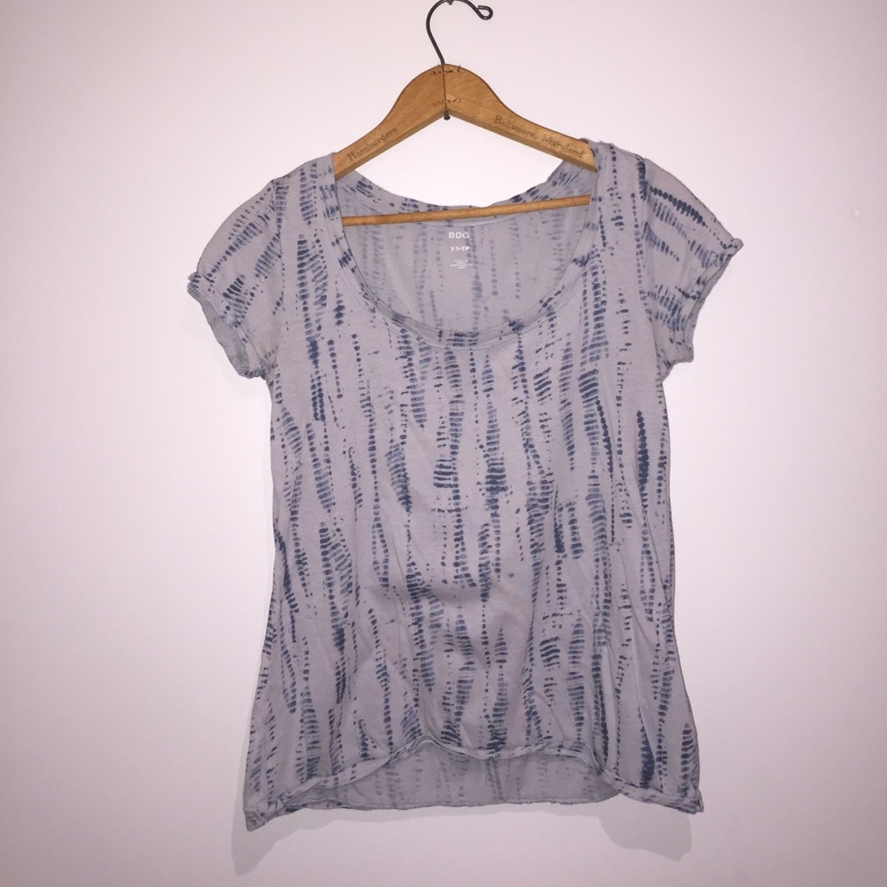 Dusty Blue Tie-dye Boat-neck t-shirt