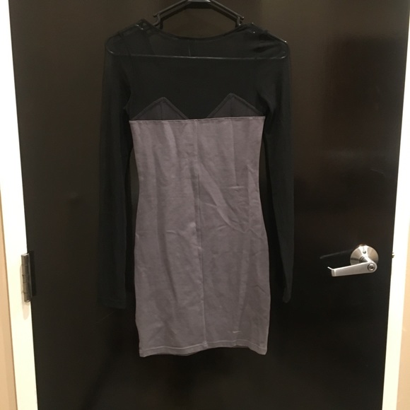 Gray and black bodycon dress with mesh sz 2 - Picture 4 of 7