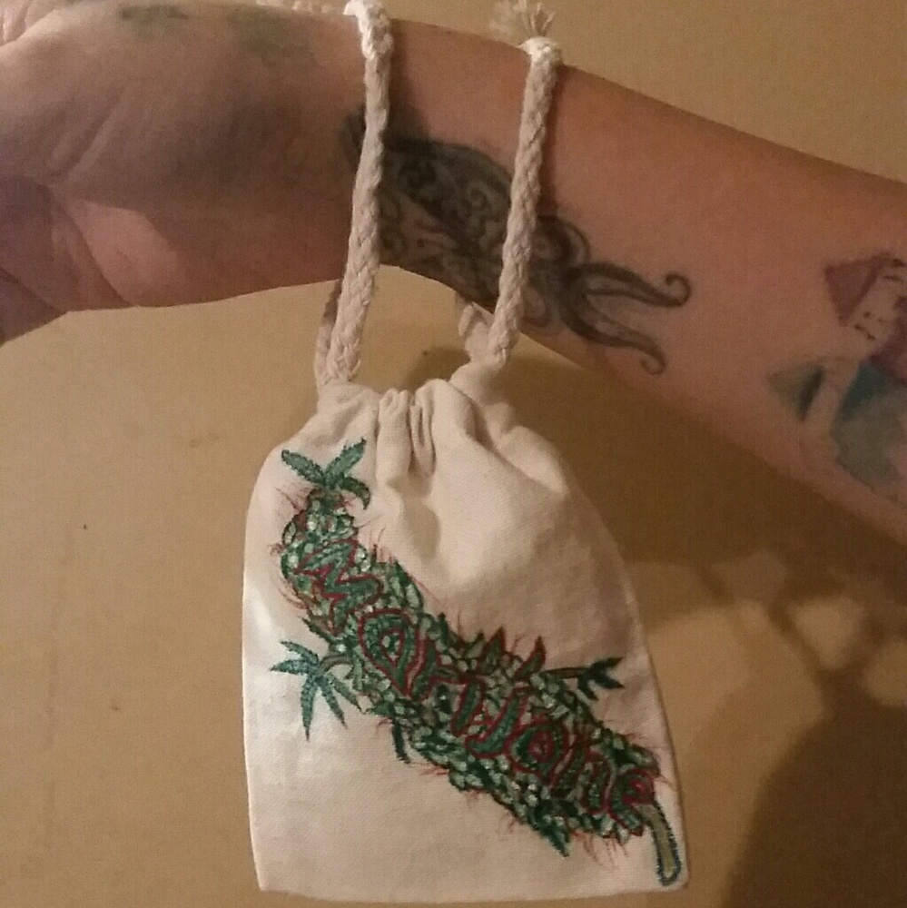 Hand painted mini canvas tote bag