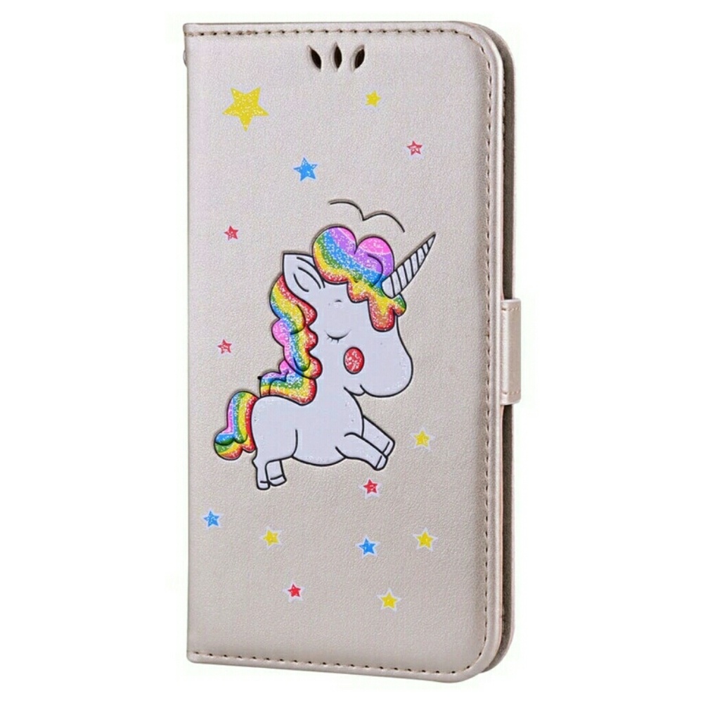 GOLD MULTICOLOR STARS UNICORN IPHONE 8 WALLET