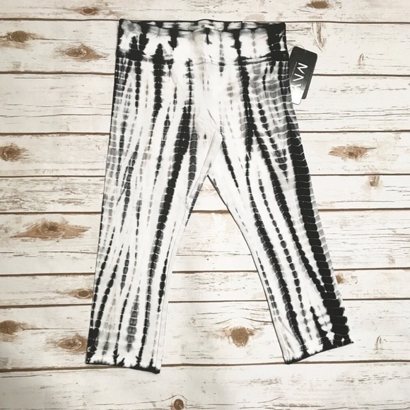 Andrew Marc Pants - Marc New York black white tie dye Crops Athletic