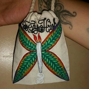 Hand painted mini canvas tote bag