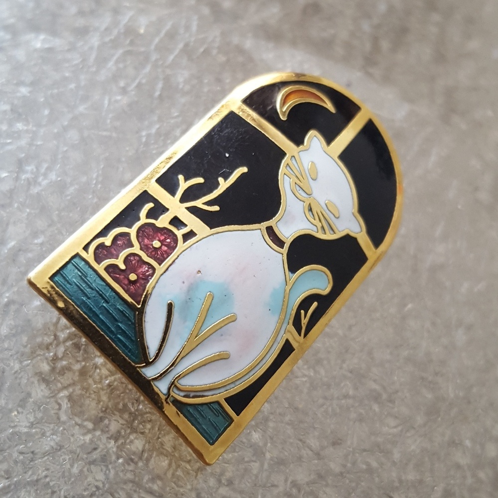 enamel Kitty Brooch