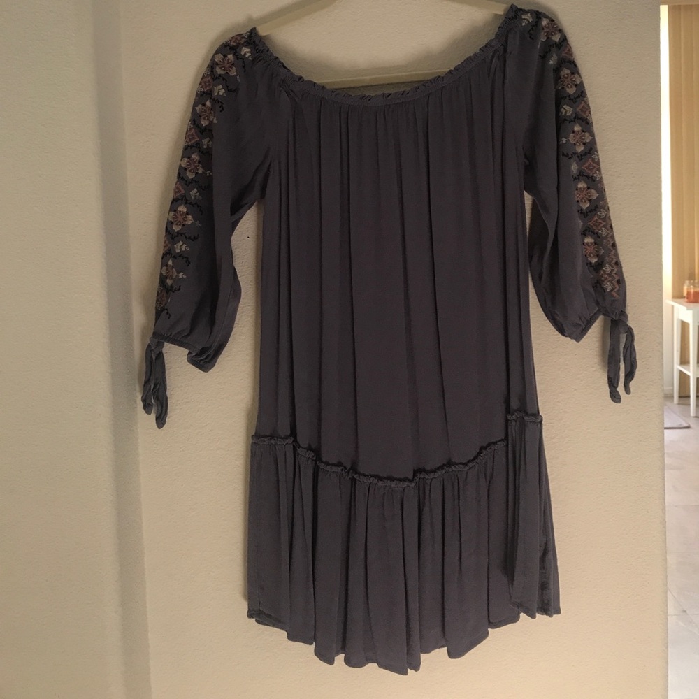 Purple off the shoulder dress