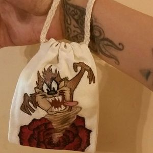 Hand painted mini canvas tote bag