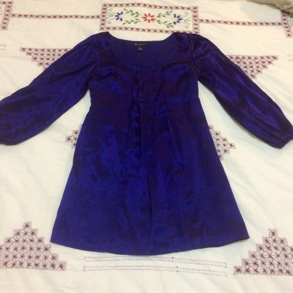 INC Purple silk long sleeved mini dress