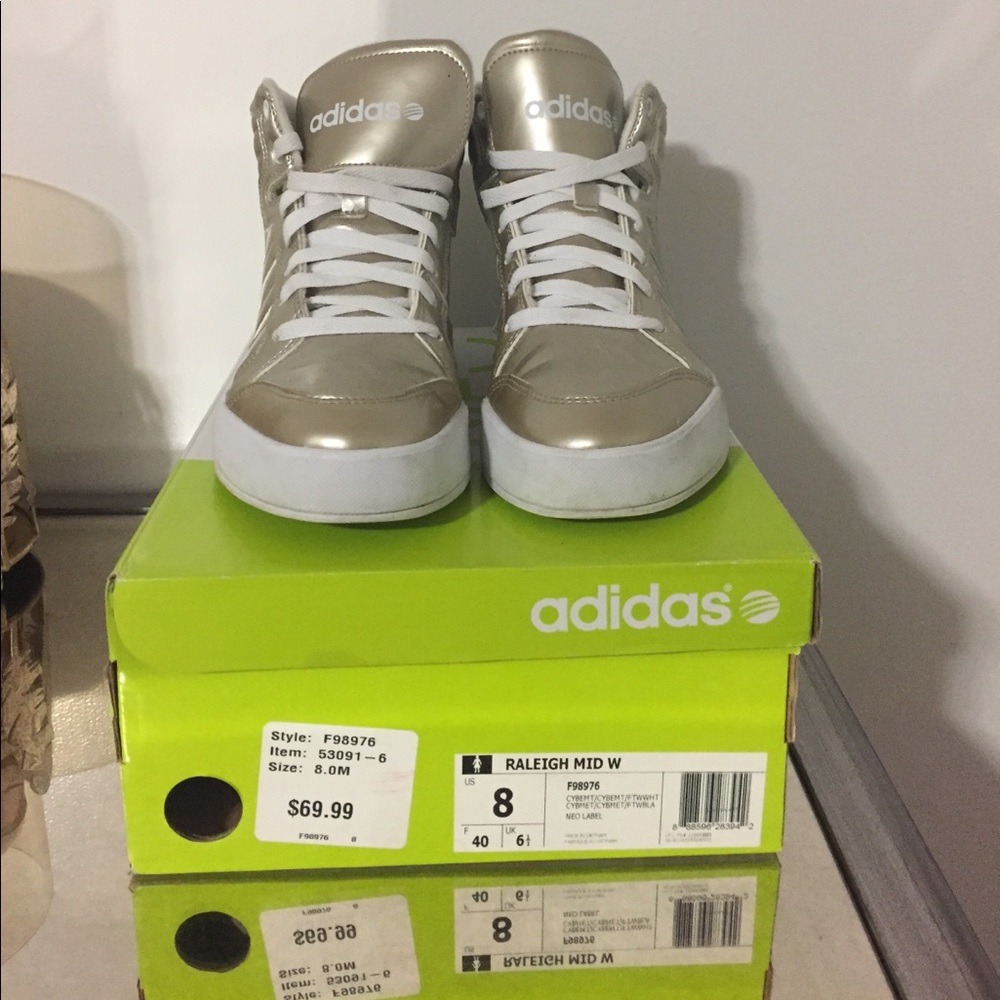 Gold high top Adidas Sneakers