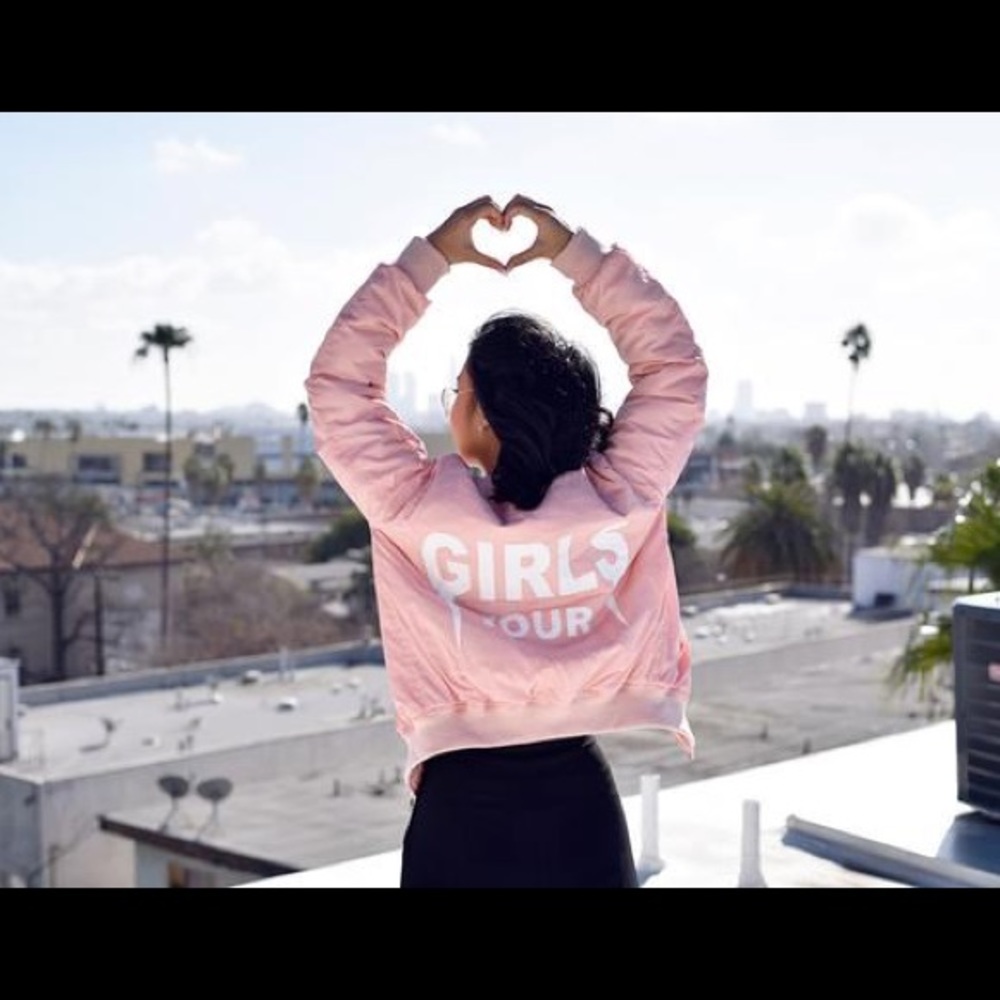 Sorella boutique pink girls tour bomber jacket