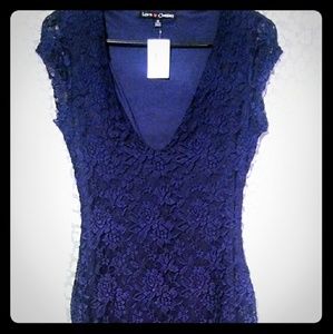 Love Chesley navy lace dress