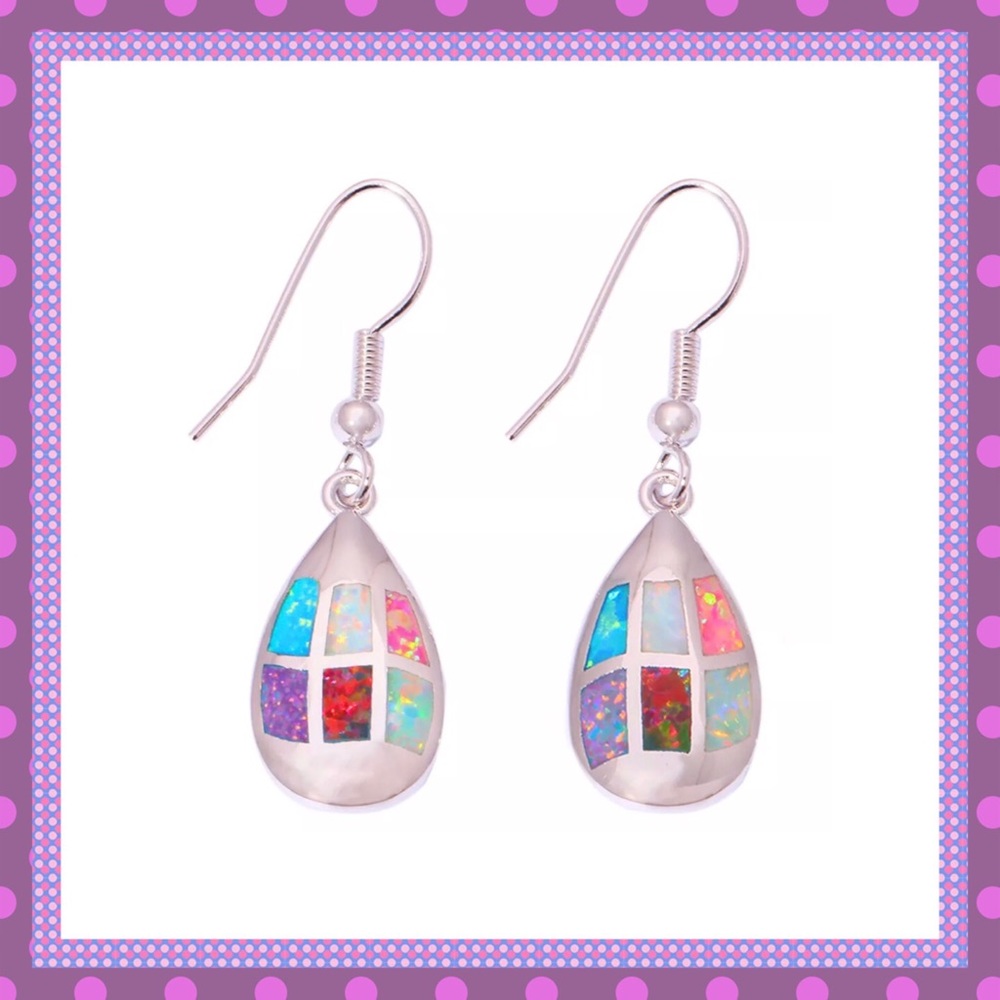 💖Colored Fire Opal Dangle Pierced Earrings💖