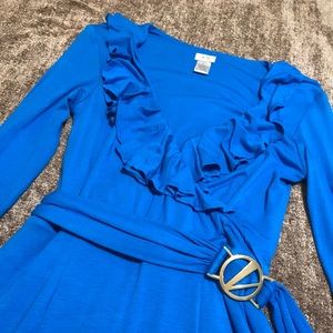 Cache ruffled dress in blue