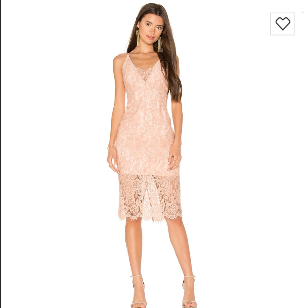 Revolve Pink Lace Midi Dress