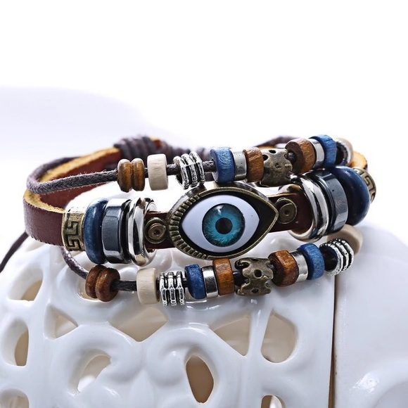 Jewelry - Evil Eye Leather Bracelet