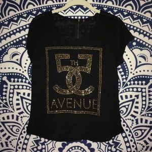 The 5th Avenue Black Gold Studded Shirt