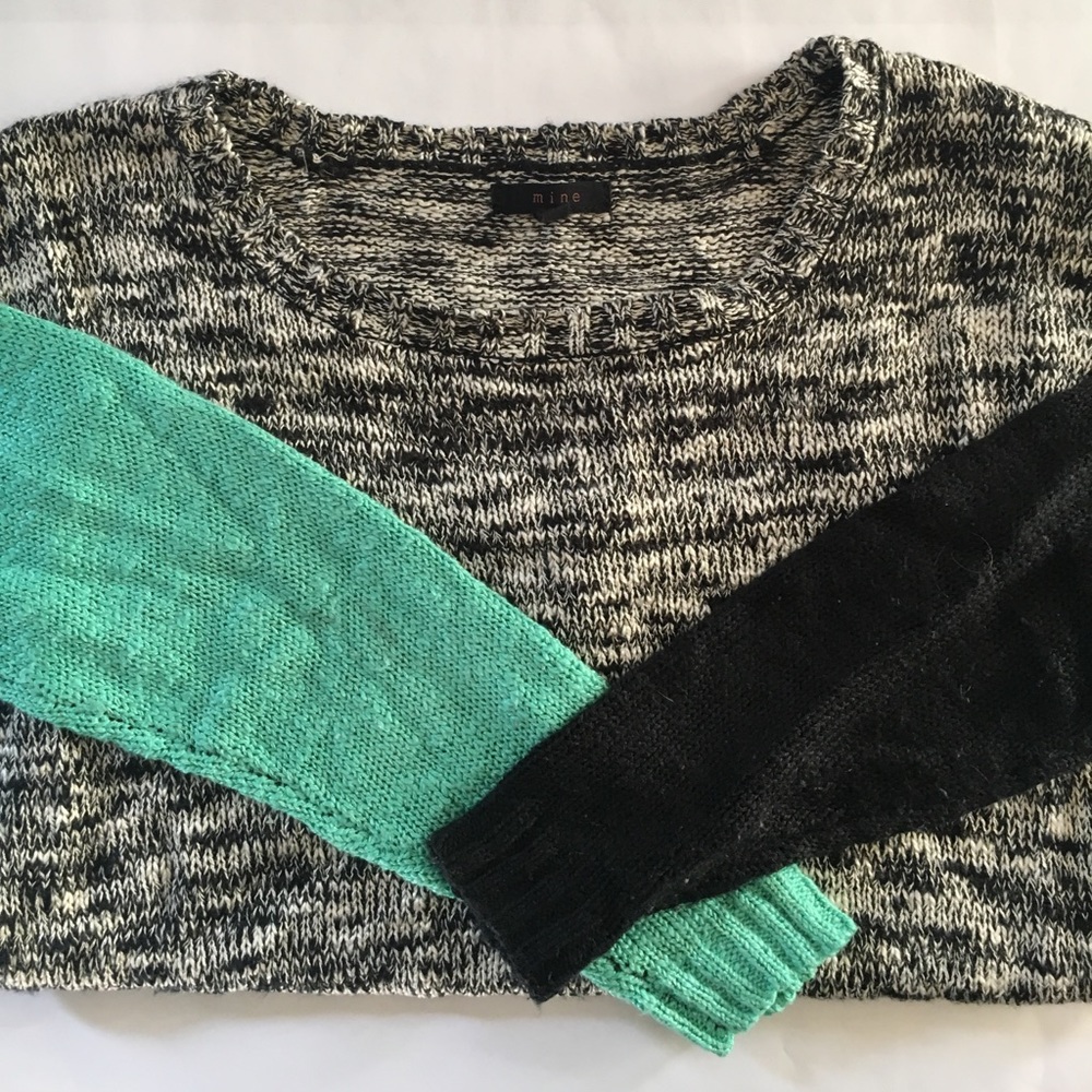 sweater with different colored sleeves worn 5x max