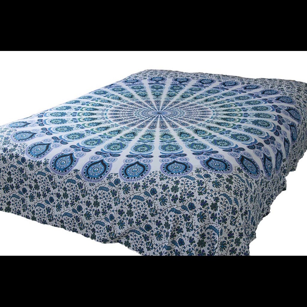 Twin Blue Psychedelic Mandala Tapestry Bohemian