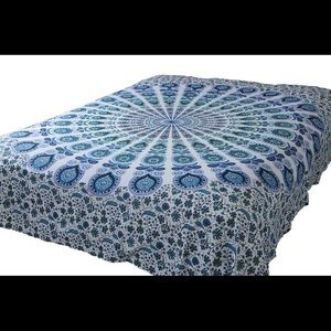 Twin Blue Psychedelic Mandala Tapestry Bohemian