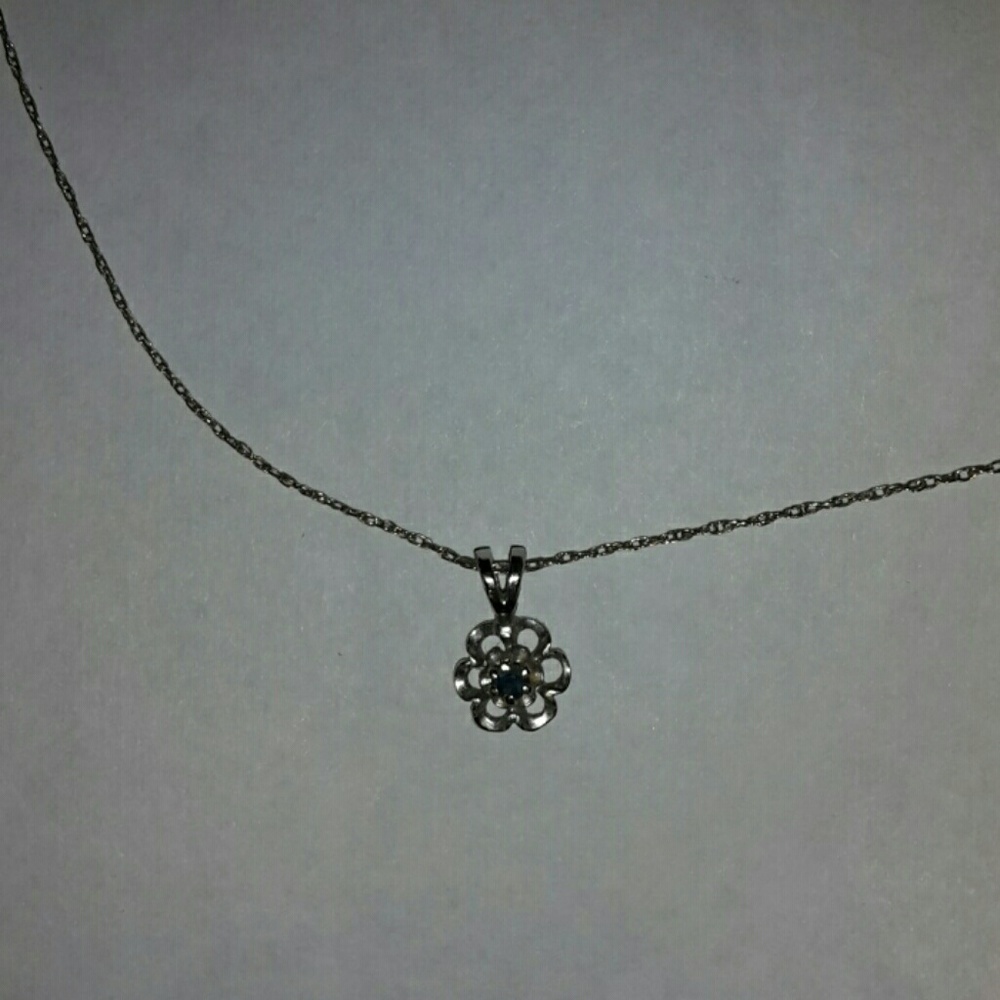 Sterling Silver and Sapphire Flower Necklace