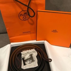 H belt buckle & Reversible leather strap 32mm