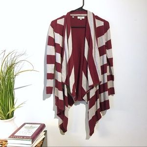 GUESS maroon and beige striped cardigan